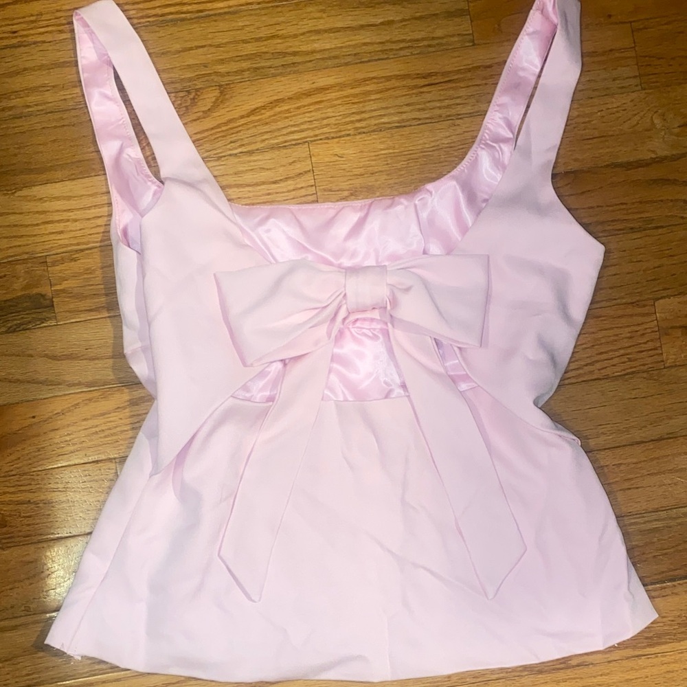 Pink Top with open back and bow